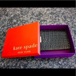 Kate Spade passport holder, croc-embossed leather